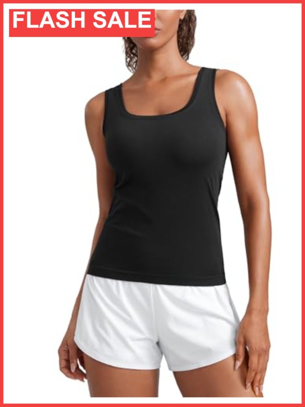 CRZ YOGA Seamless Scoop Neck Tank Top Slim Fit Hip Length Activewear